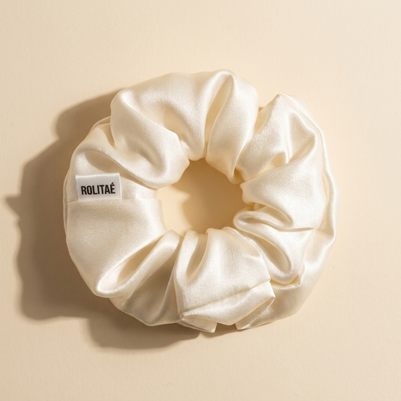 Silk Scrunchie Wit - 100% moerbeizijde