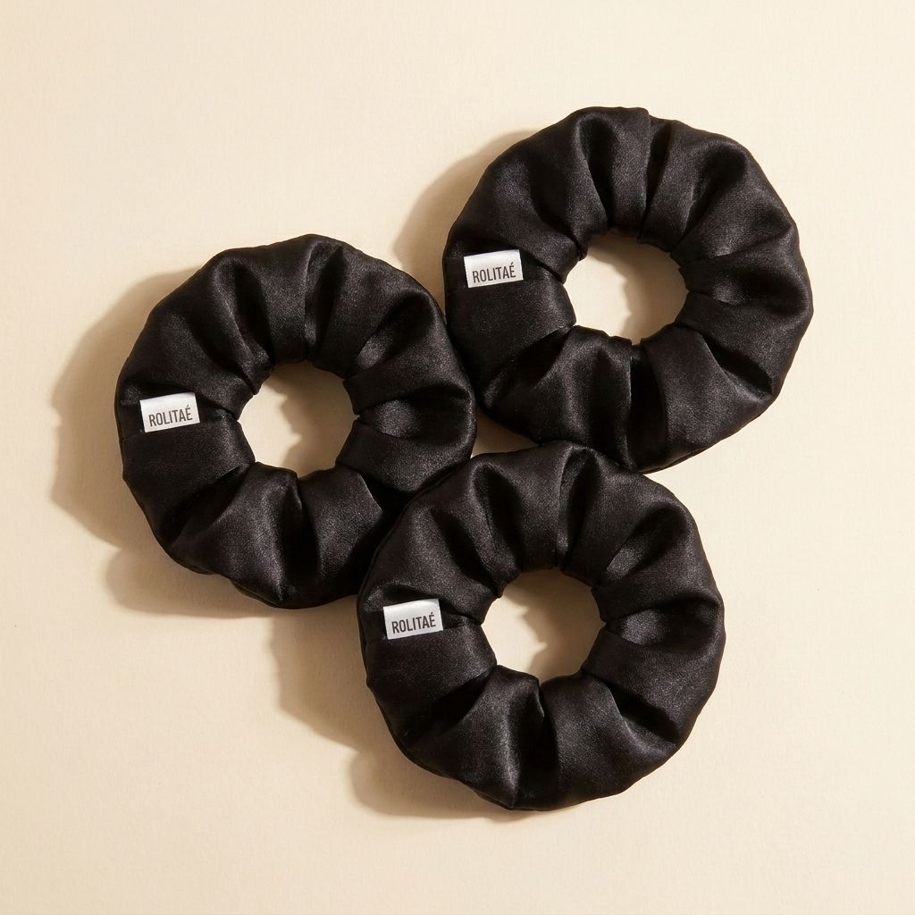 Silk Scrunchie Zwart - 3-pack