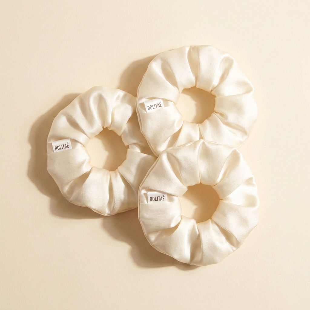 Silk Scrunchie Wit - 3-pack