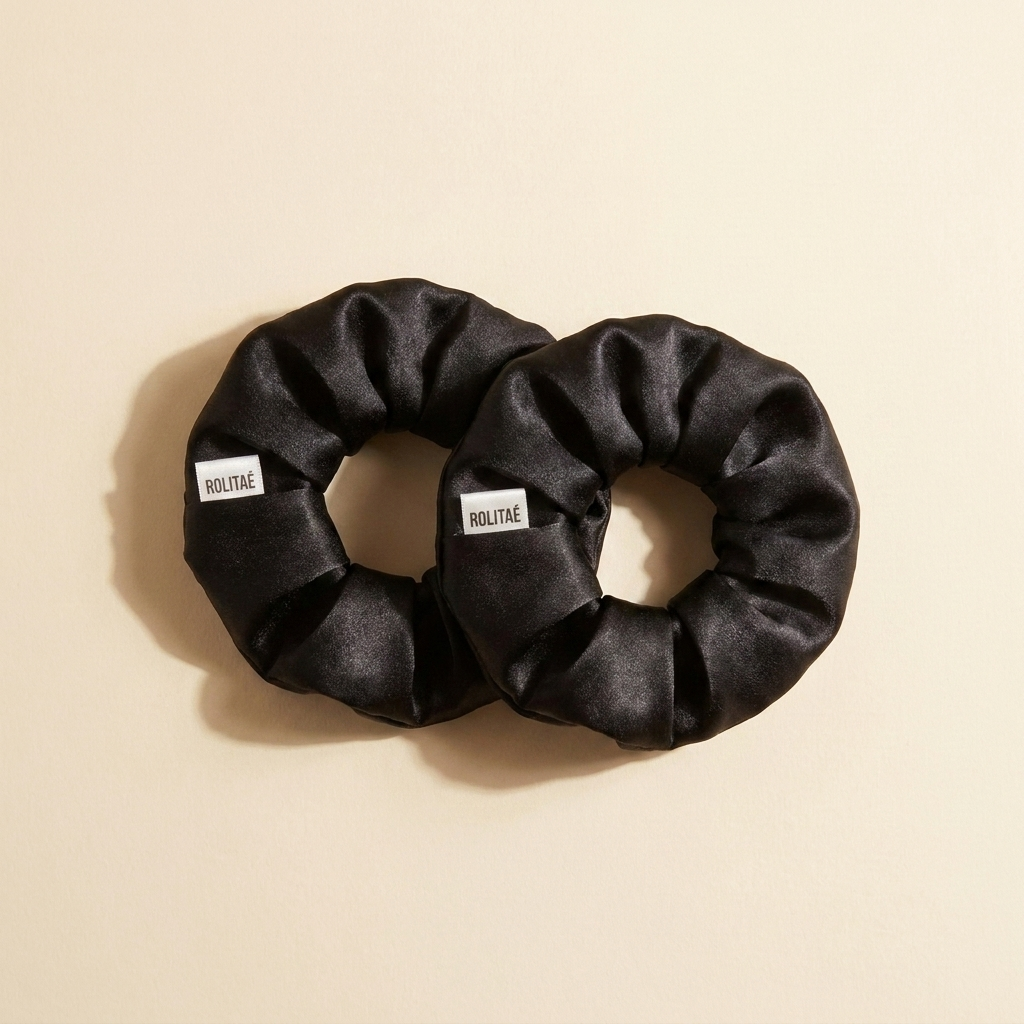 Silk Scrunchie Zwart - 2-pack