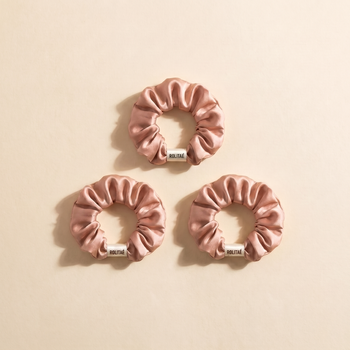 Drie rose Rolitae mini scrunchies - 3-pack