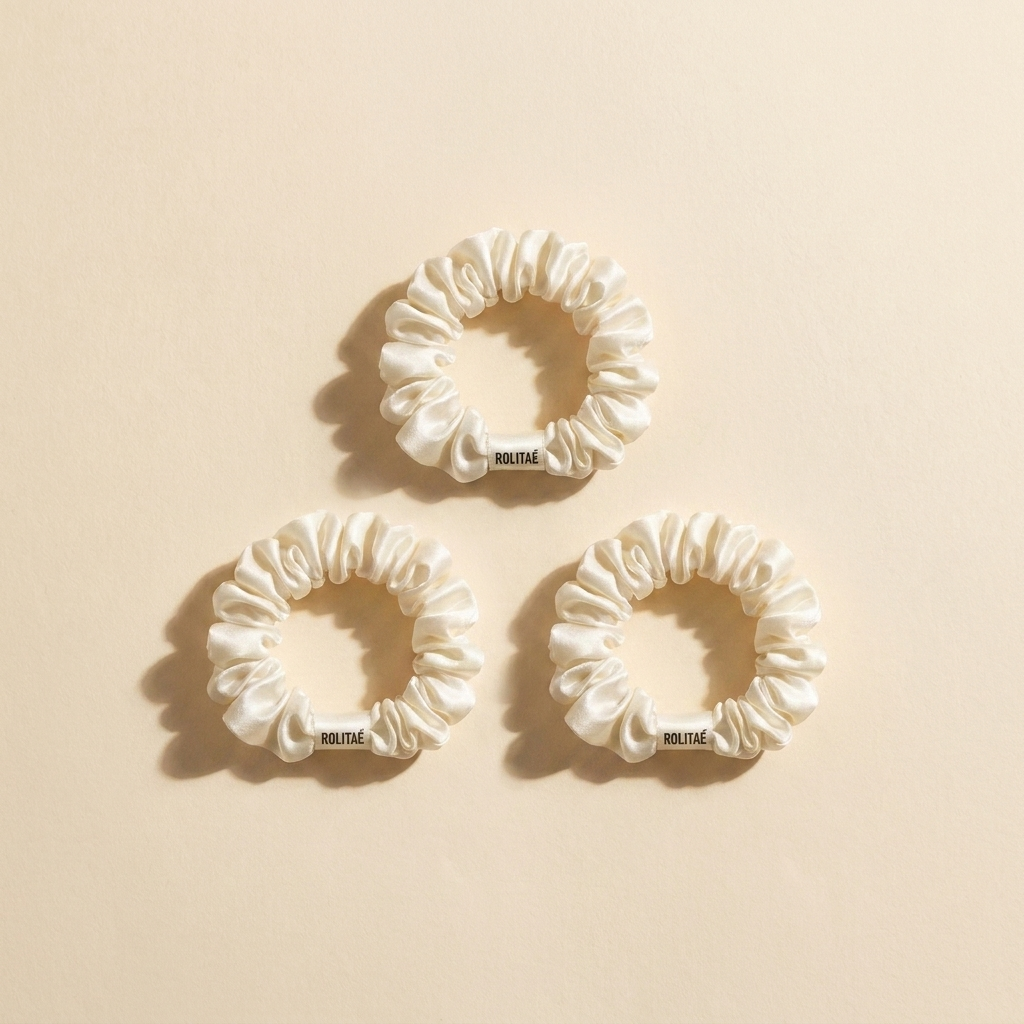 Drie witte Rolitae mini scrunchies - 3-pack